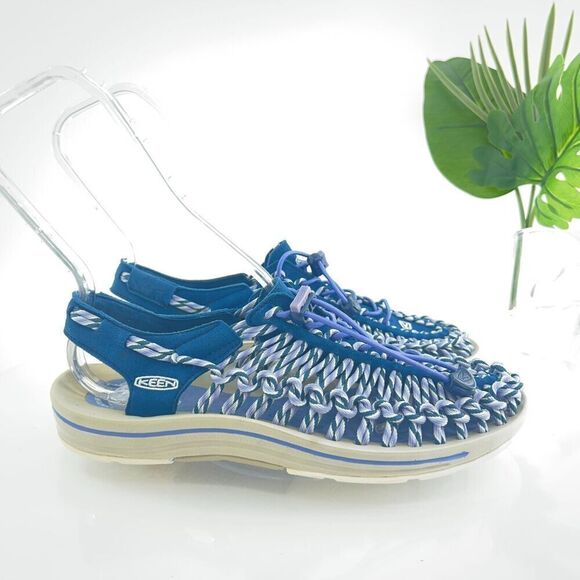 Keen Men Uneek Sandal Size 8.5 Bungee Cord Woven Slip On Blue Outdoor Hike Sport - Picture 3 of 13